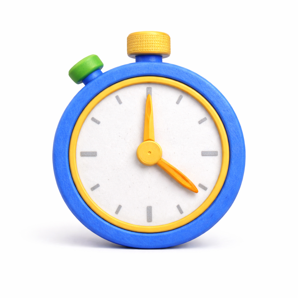 Felt stopwatch in blue and gold