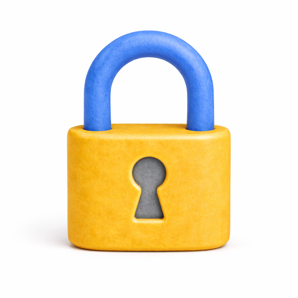 Felt lock in gold with blue shield