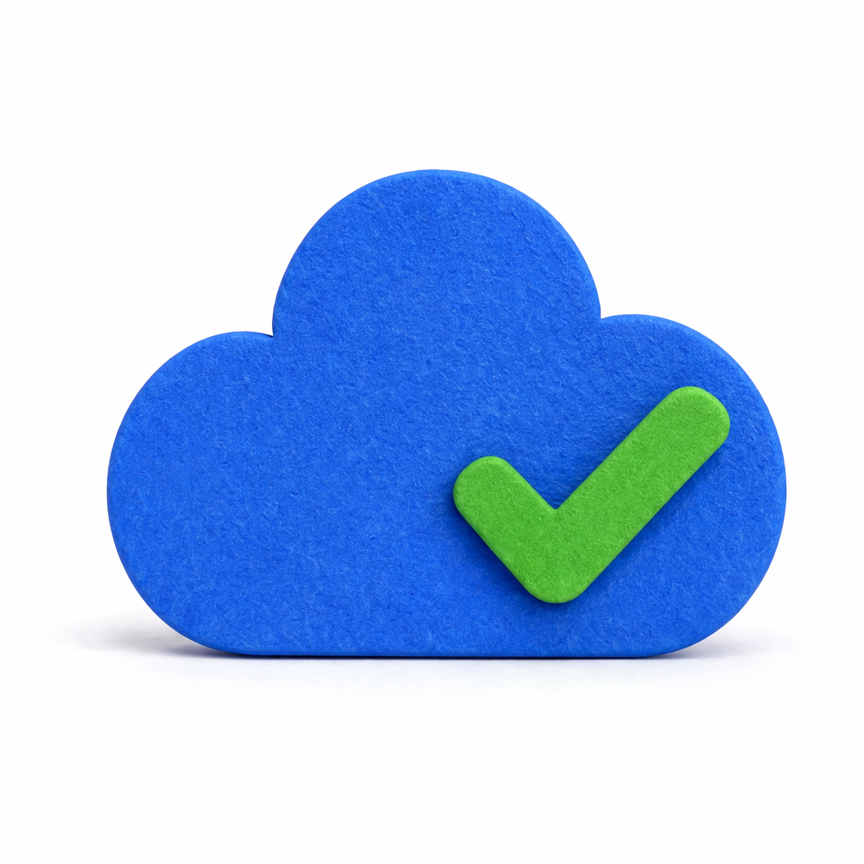 Blue felt cloud with green checkmark