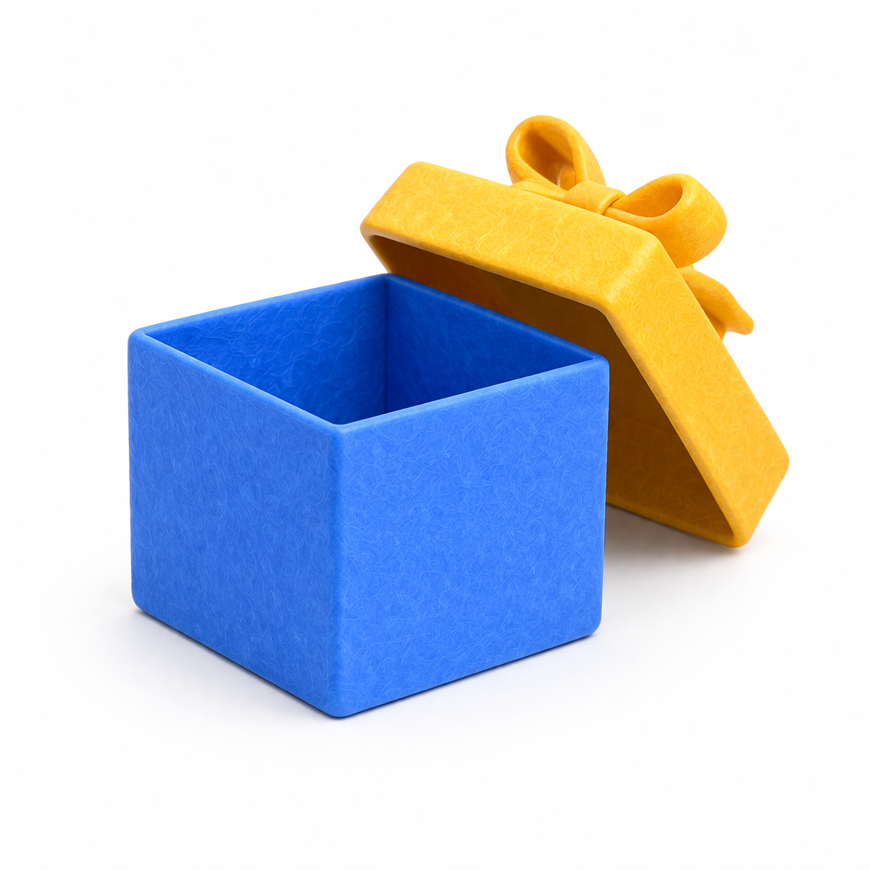 Felt open gift box in blue and gold